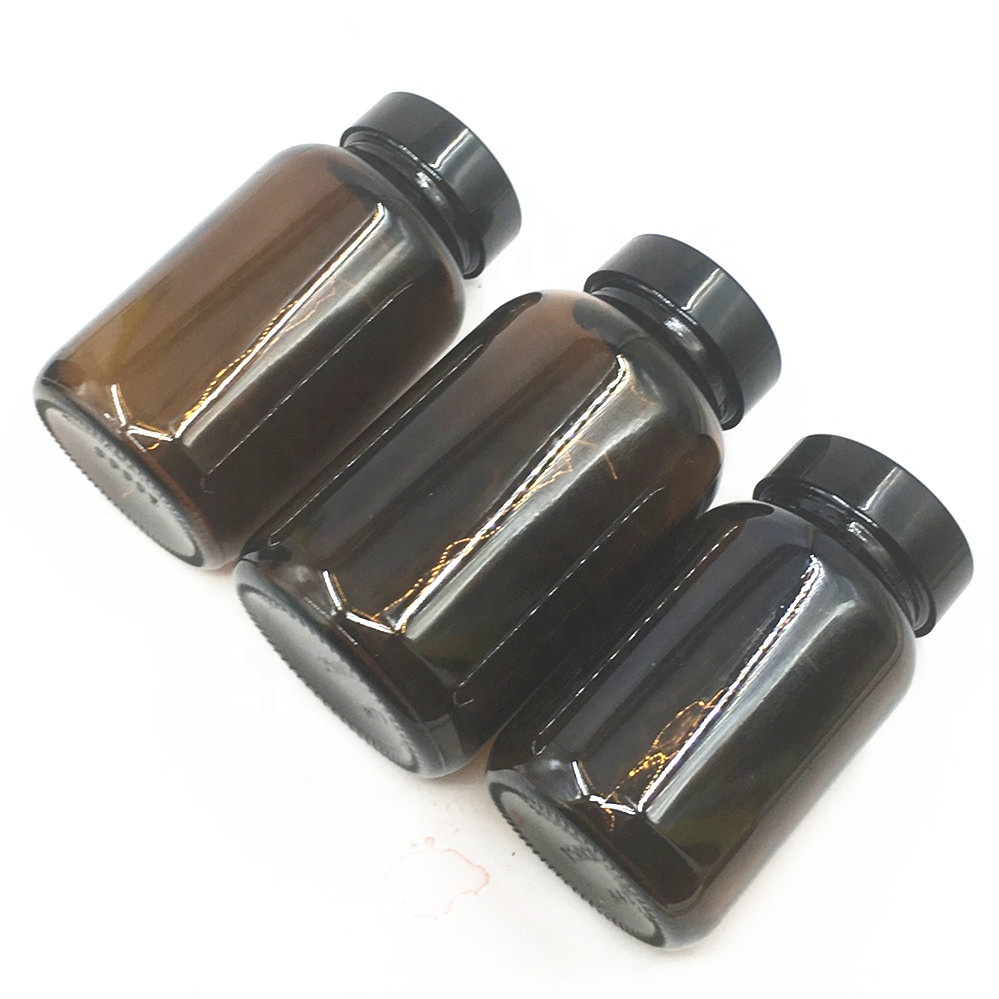 Wide mouth empty amber 150ml 200ml 250ml 300ml pharmaceutical pill/medicine bottle/container glass bottle with screw cap