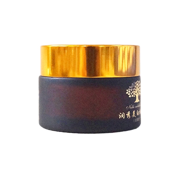 Wide mouth face cream cosmetics 30g 15g amber frosted glass jar with lid