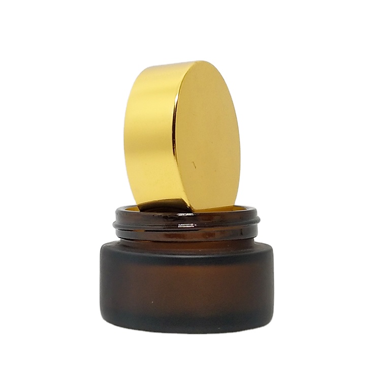 Wide mouth face cream cosmetics 30g 15g amber frosted glass jar with lid