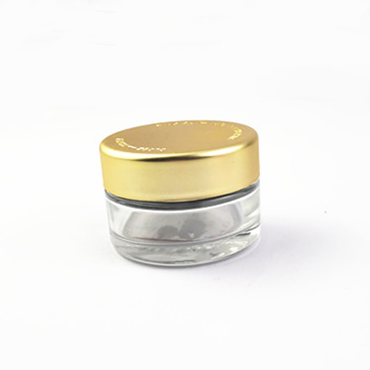 Wide mouth glass cosmetic jar with lid cosmetic glass jars with metal lid cosmetic cream jar