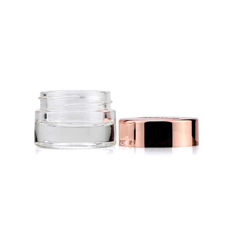 Wide mouth glass cream jar 15ml transparent cosmetic cream glass jar packaging with rose gold cap