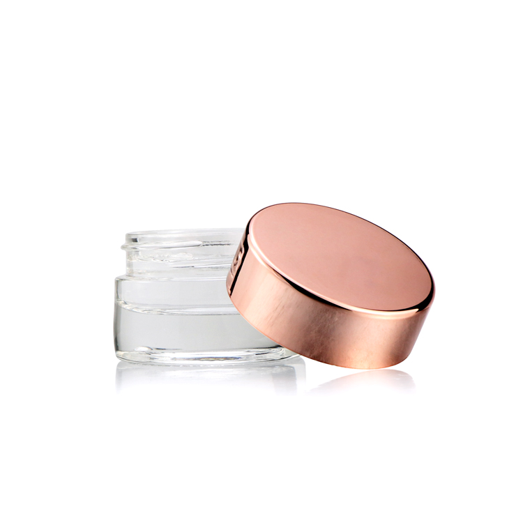 Wide mouth glass cream jar 15ml transparent cosmetic cream glass jar packaging with rose gold cap