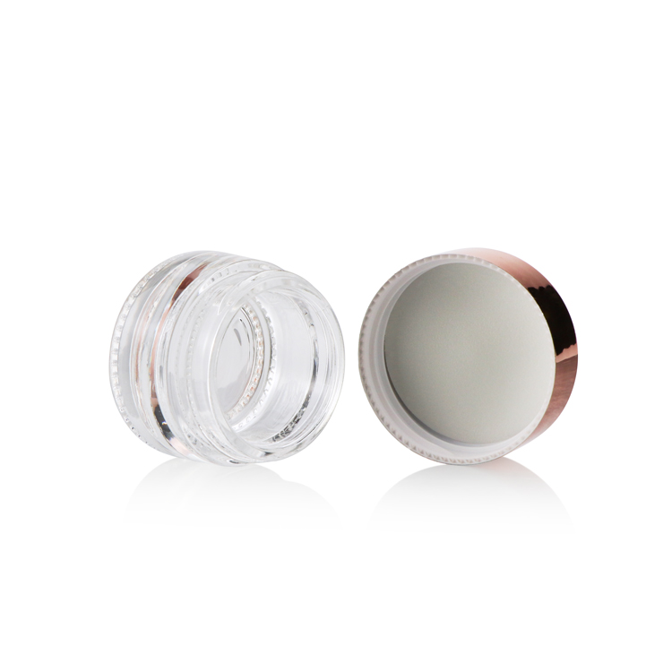 Wide mouth glass cream jar 15ml transparent cosmetic cream glass jar packaging with rose gold cap