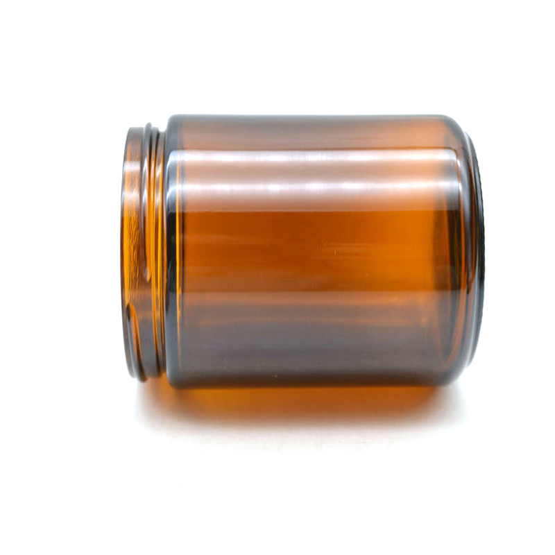 Wide mouth glass straight side jar with black aluminium plastic screw cap