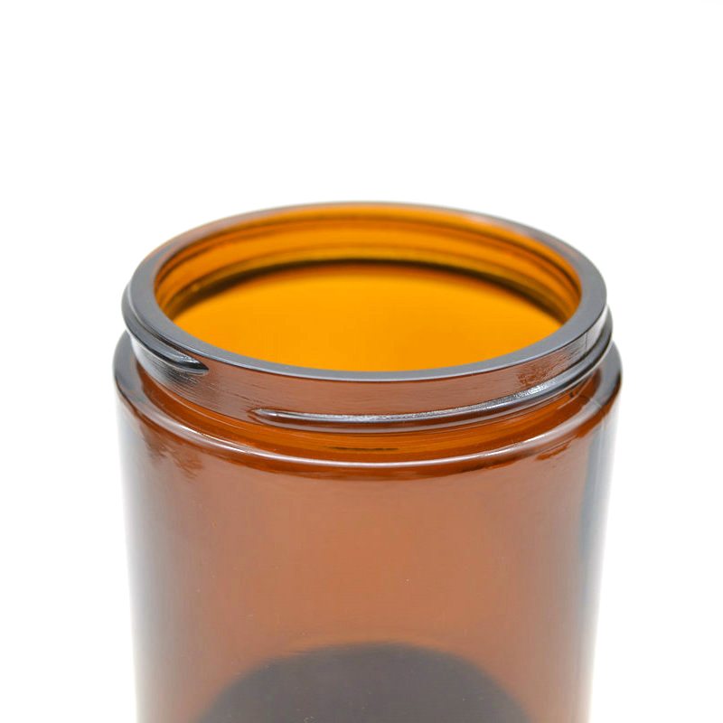 Wide mouth glass straight side jar with black aluminium plastic screw cap