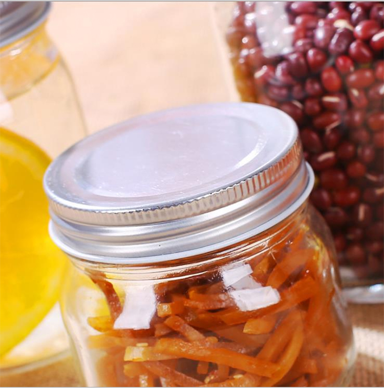 Wide mouth grass jelly fashion glass Mason jars with silver tops fashion's canning jam jar