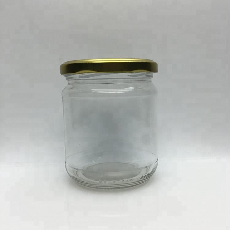 Wide mouth honey glass jam sauce jar with metal lid 250ml 300ml 350ml
