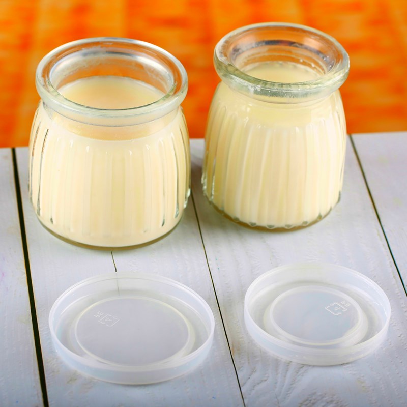 Wide mouth pudding jar small glass milk bottle jars with cork or metal lid