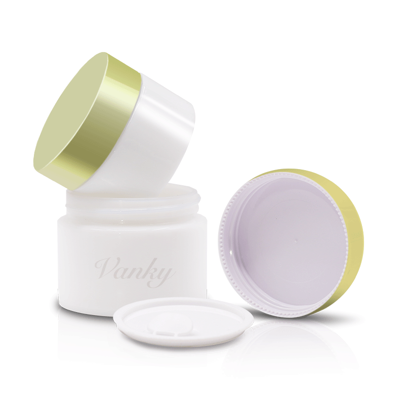 Wide mouth recycled eco-friendly Opal white glass cosmetic jar cream jar 15g 30g 50g 100g