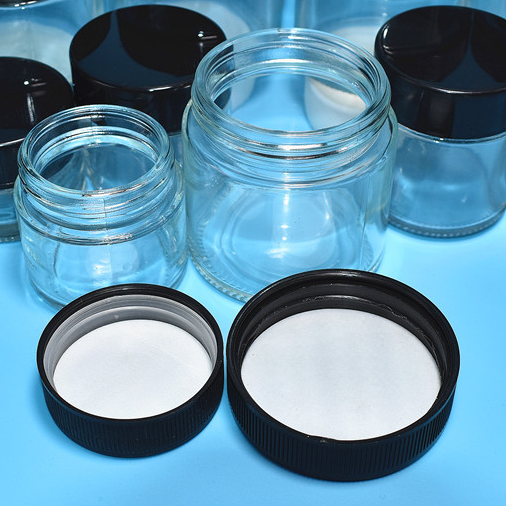 Wide mouth straight glass jar 1oz 2oz 3oz 4oz with child resistant cap