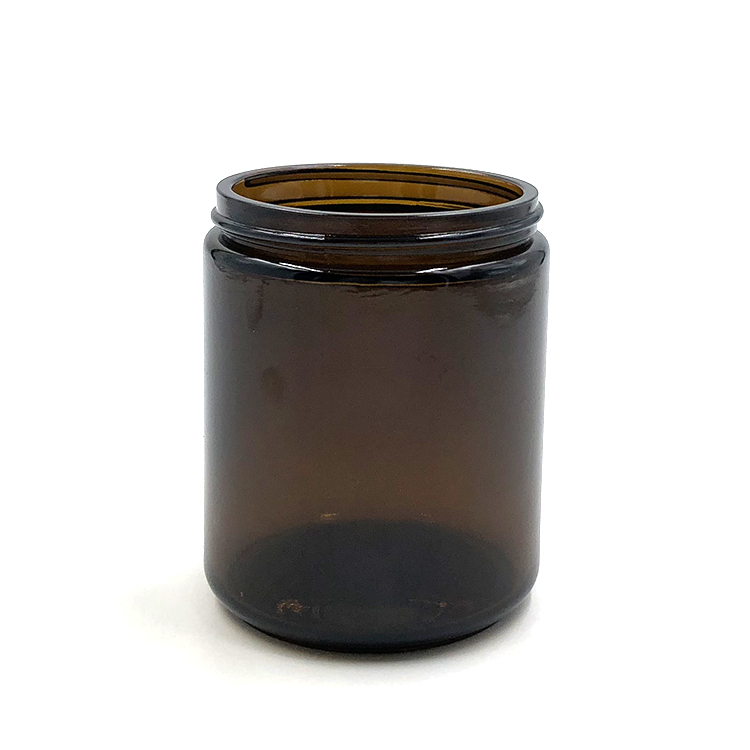 Wide mouth uv protected round 8 Ounce amber glass cream jar