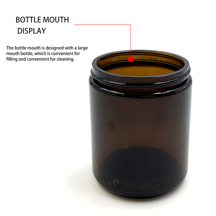 Wide mouth uv protected round 8 Ounce amber glass cream jar