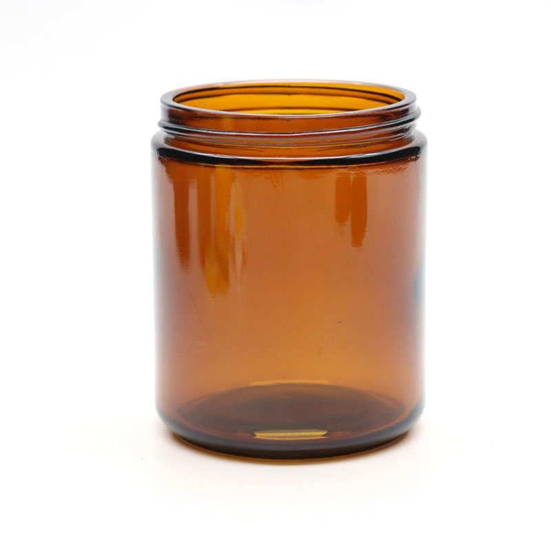 Wide mouth uv protected round 8 Ounce amber glass cream jar