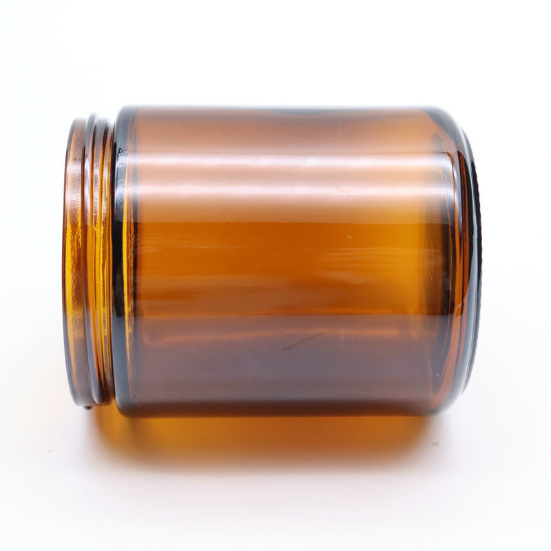 Wide mouth uv protected round 8 Ounce amber glass cream jar