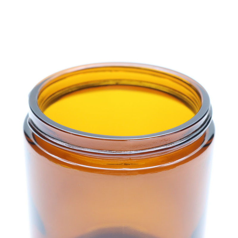 Wide mouth uv protected round 8 Ounce amber glass cream jar