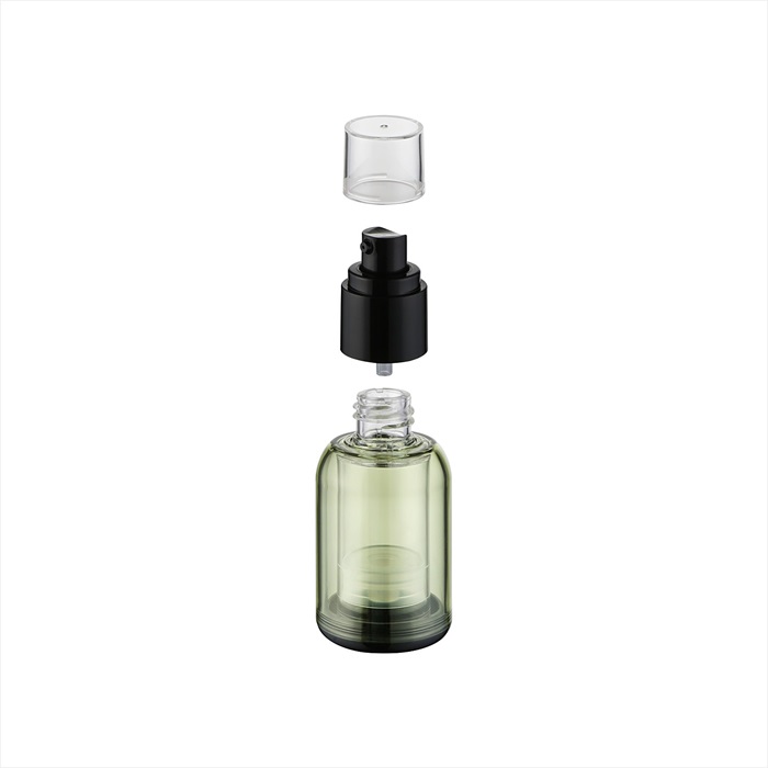 Win-pack Transparent green color airless lotion pump bottle with double wall for free sample