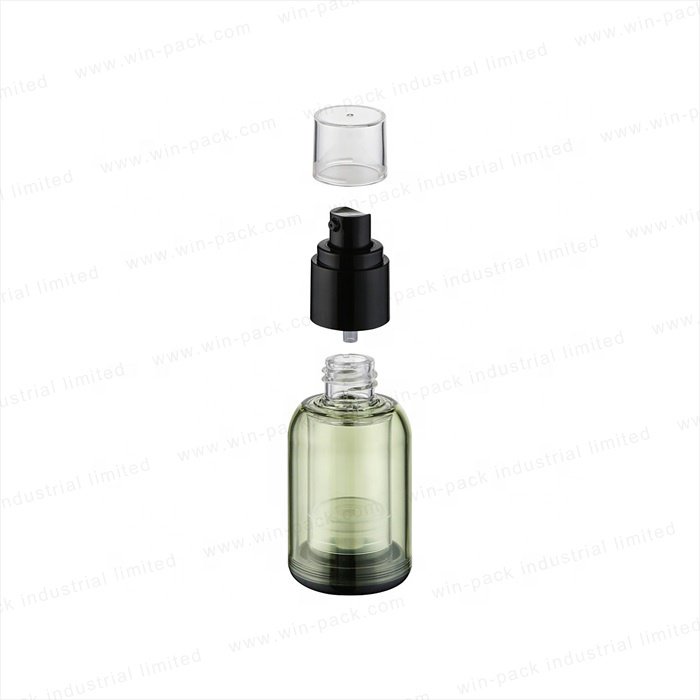 Win-pack Transparent green color airless lotion pump bottle with double wall for free sample