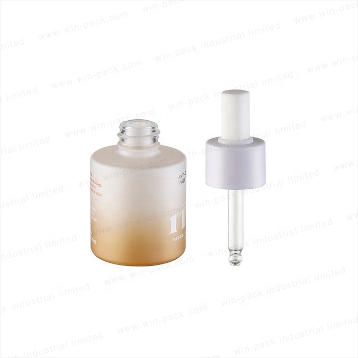 WinPack Luxury New Design Gradient Color Glass Dropper Bottles with Square Shape Rubber 30ml