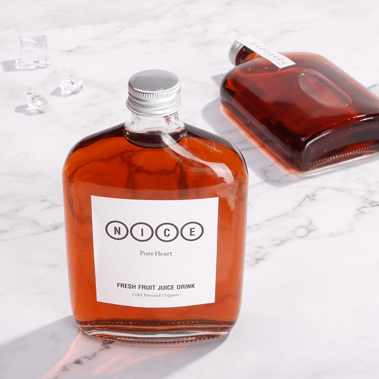 Wine Bottle with Aluminum Lid Food Grade Glass Bottle Flint Glass 300ml Flask Glass Bottle for Coffee