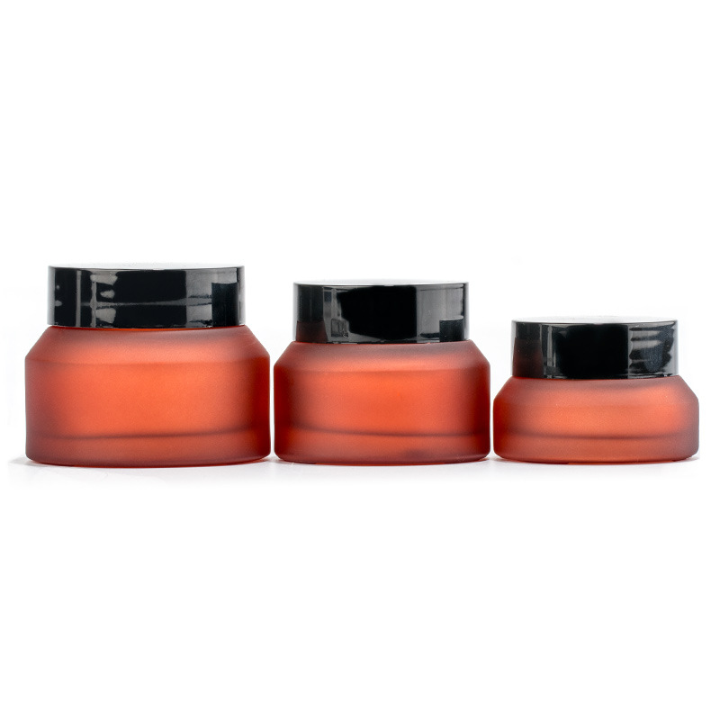Wine red oblique shoulder glass cream jar