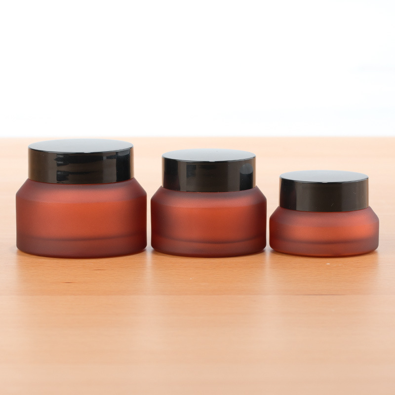 Wine red oblique shoulder glass cream jar