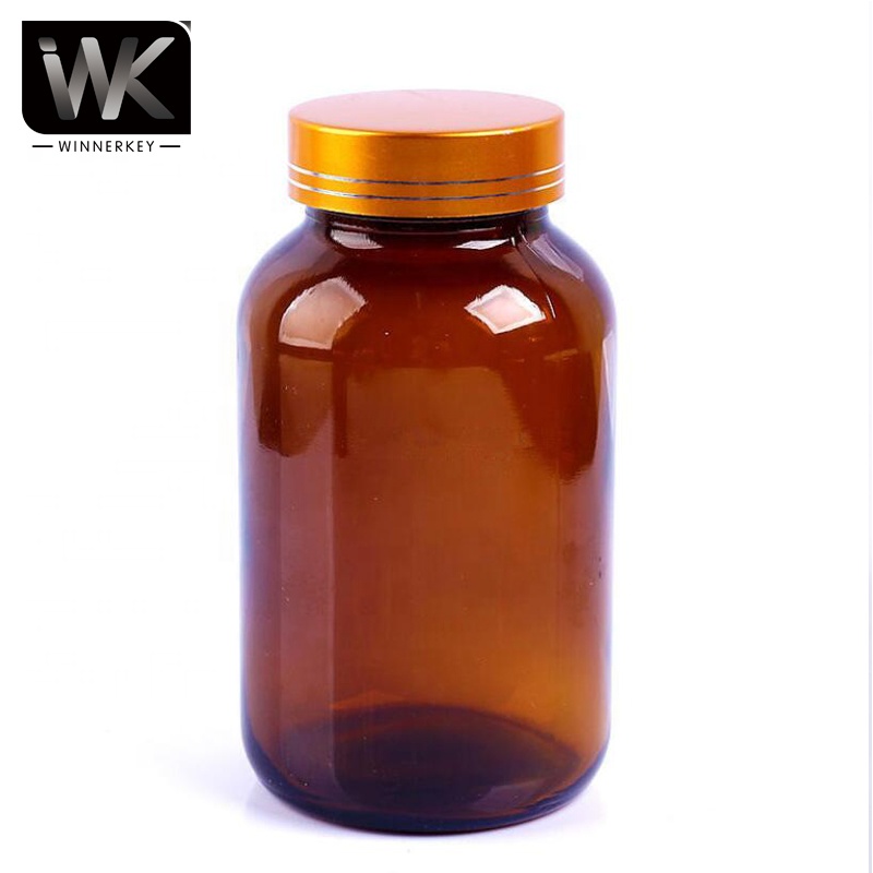 Winnerkey 100ml 120ml 150ml cylinder medicine amber capsule syrup glass bottle with metal cap