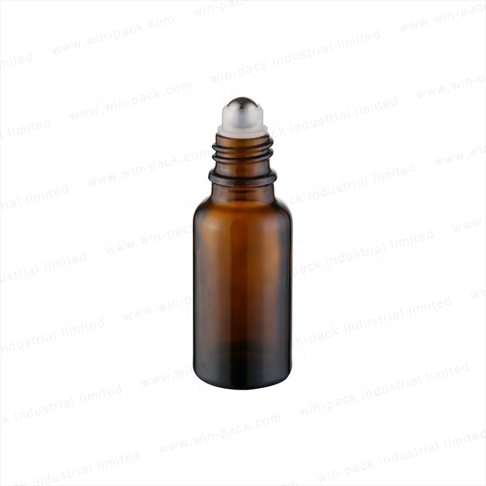 Winpack Amber 10ml Cosmetic Roll on Bottle Essential Oil Glass with Black Cap Screen Printing Personal Care Screw Cap