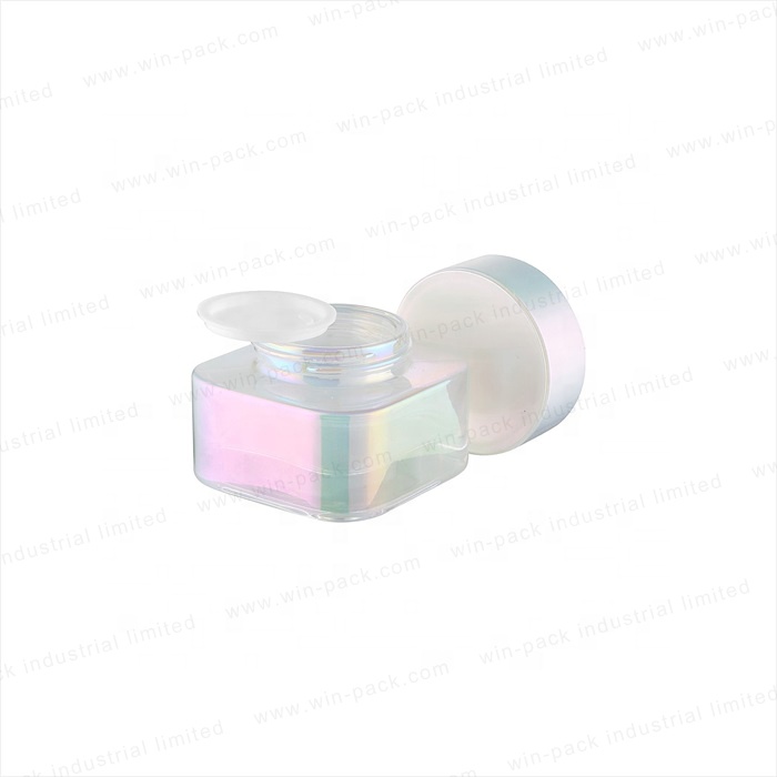 Winpack Best Selling Cosmetic UV Coating Square Cream Glass Jar With Round Cap