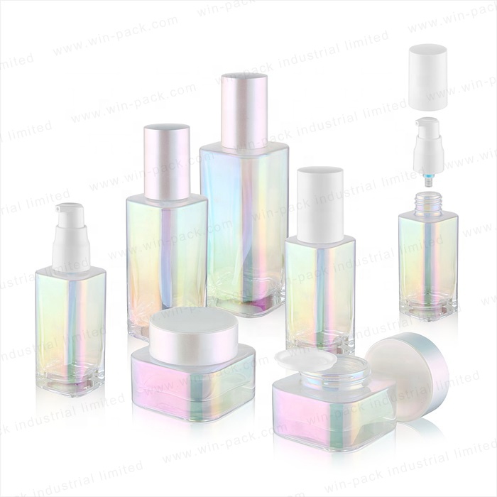 Winpack Best Selling Cosmetic UV Coating Square Cream Glass Jar With Round Cap