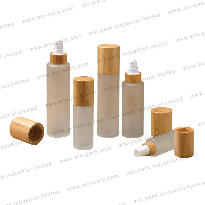 Winpack China Supplier Frosting Bamboo Lid Lotion Pump Bottle Large Capacity 150ml
