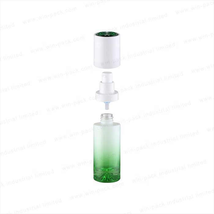 Winpack Cosmetic Custom Color Spray Green Lotion Glass Bottle with Pump