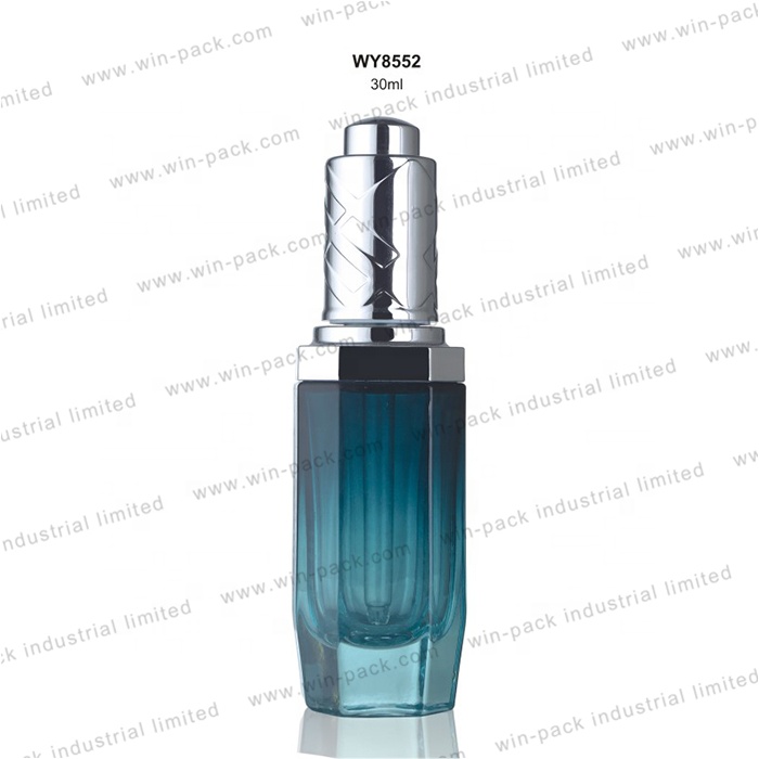 Winpack Factory Sale Gradient Square Dropper Glass Bottle With Aluminum Cap