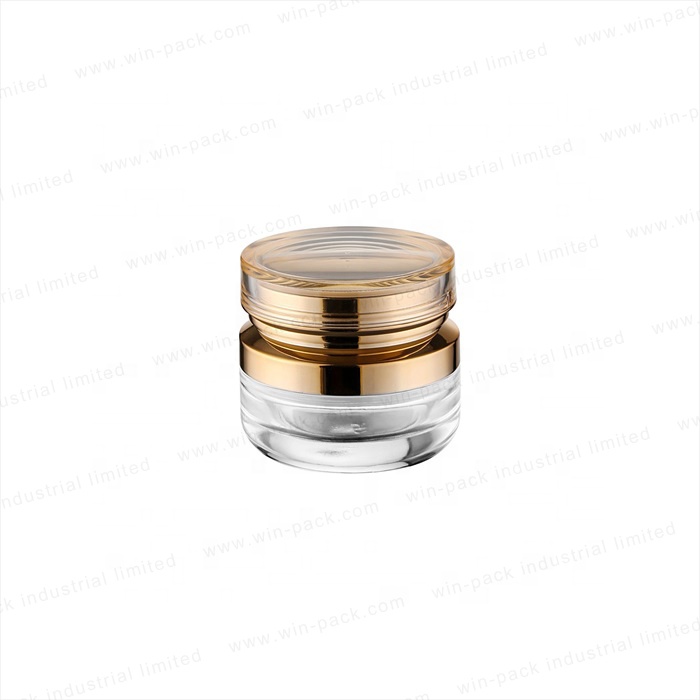 Winpack Factory Sell Round Glass Face Cream Empty Jar With Gold Acrylic Lid