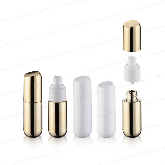 Winpack Hot Sell Empty Shiny Gold Skincare Airless UV Coating Bottle And Pump