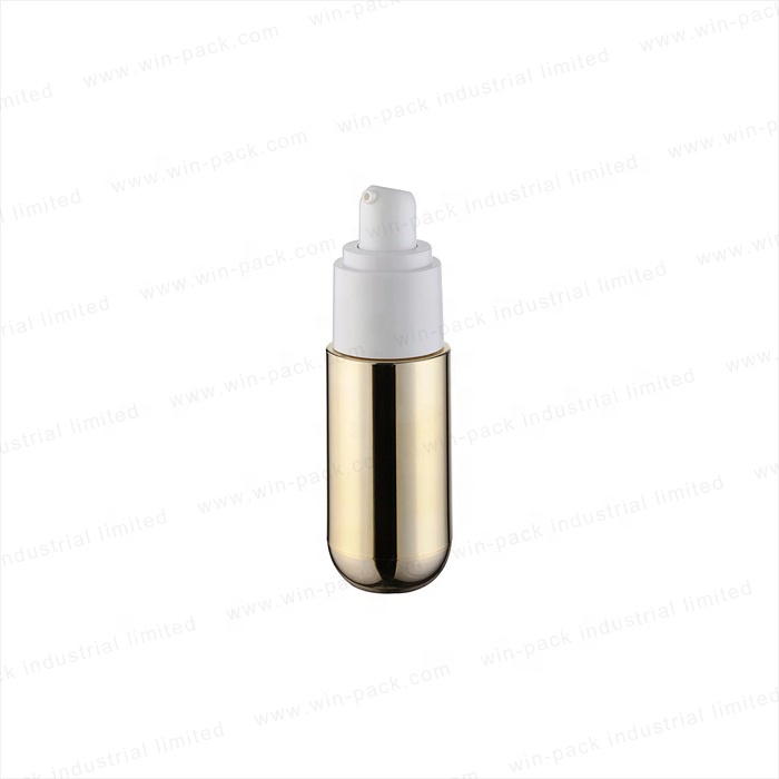 Winpack Hot Sell Empty Shiny Gold Skincare Airless UV Coating Bottle And Pump