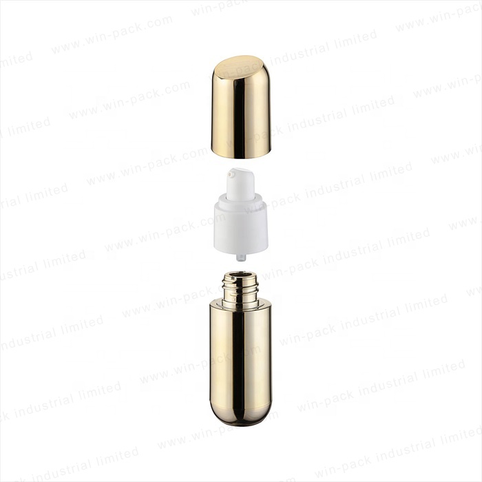 Winpack Hot Sell Empty Shiny Gold Skincare Airless UV Coating Bottle And Pump