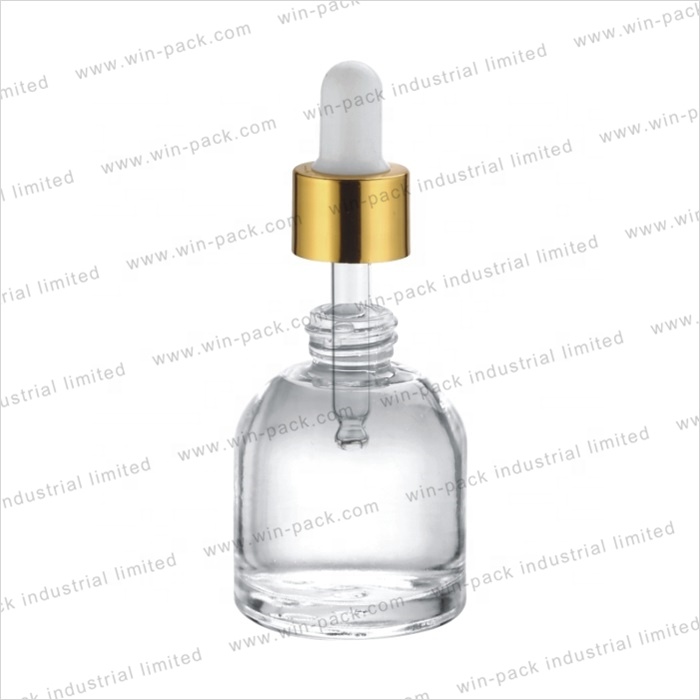 Winpack Luxury Clear Packaging Customization Cosmetic Bottle 30ml Aluminum Collar