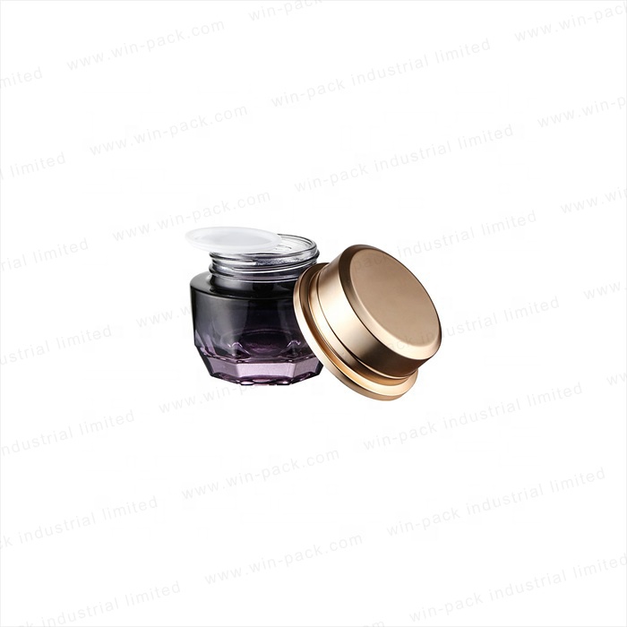 Winpack Luxury Empty 50g 30g Face Cream Glass Gradient Jar with Gold Cap