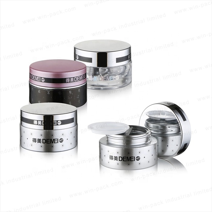 Winpack New Design Cosmetic Snap On Glass Double Chamber Cream Jar For Skincare