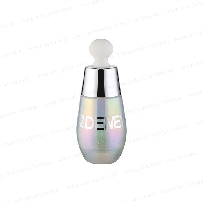 Winpack New Design UV Coated Colorful Glass Dropper Serum Bottle With Silver Cap
