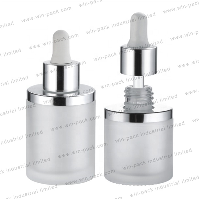 Winpack Skin Care Empty Cosmetic Rubber Bulb Dropper Frosting Bottle With UV Coated Collar