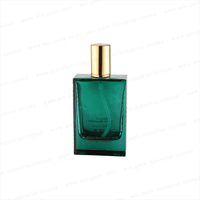 Winpack Square green glass lotion bottles with pump 100ml cosmetic packaging in factory price