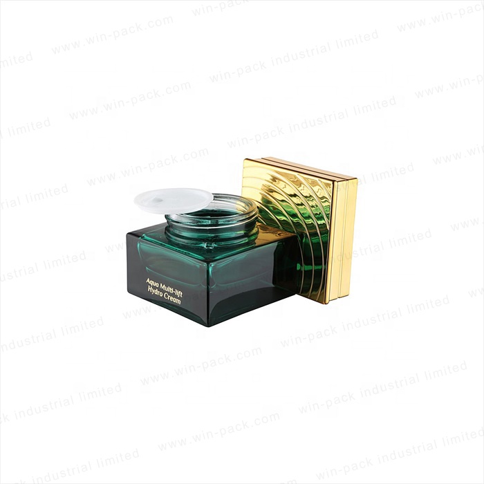 Winpack Square green glass lotion bottles with pump 100ml cosmetic packaging in factory price
