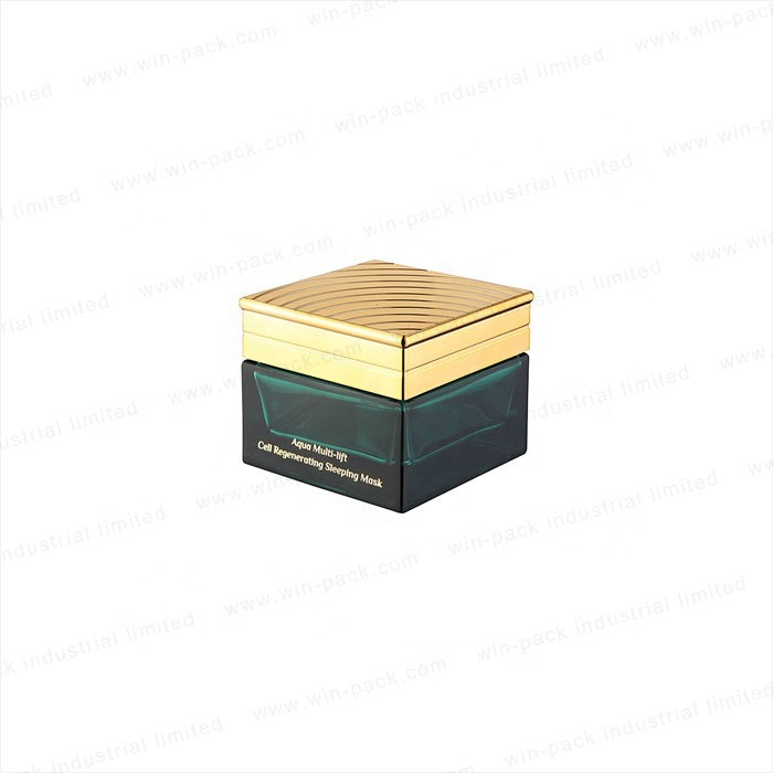 Winpack Square green glass lotion bottles with pump 100ml cosmetic packaging in factory price