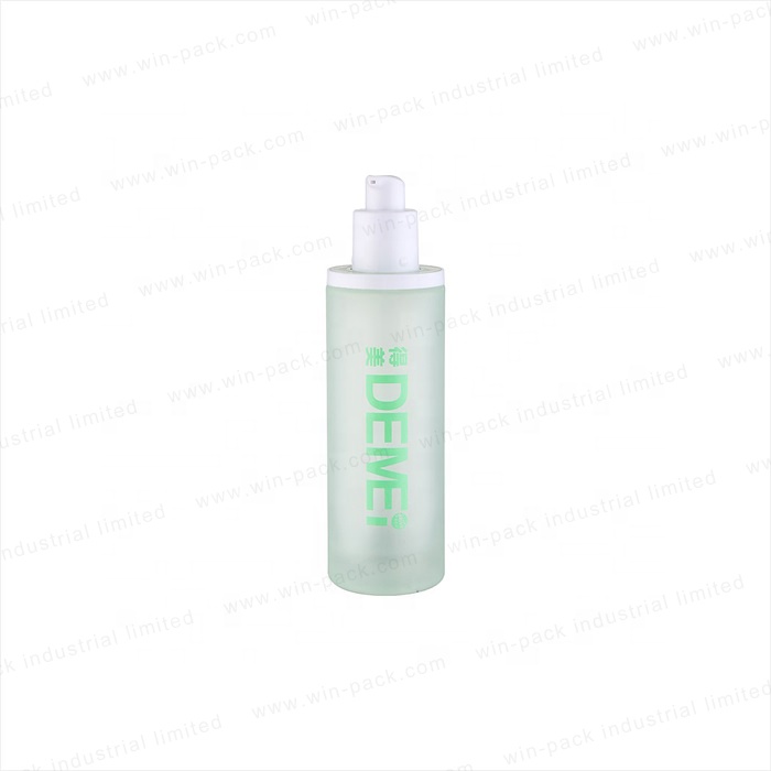 Winpack frost body lotion bottle spray blue color empty lotion bottle cosmetic with plastic matte white pump