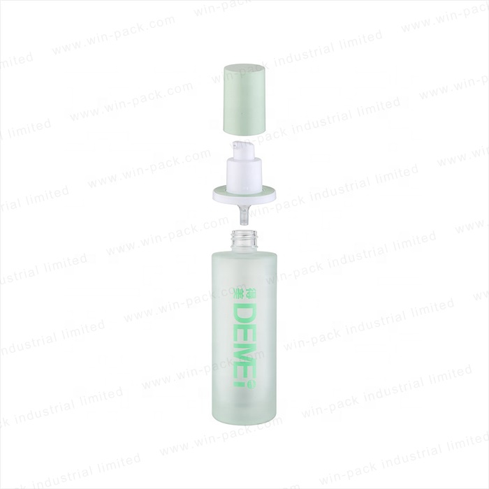 Winpack frost body lotion bottle spray blue color empty lotion bottle cosmetic with plastic matte white pump