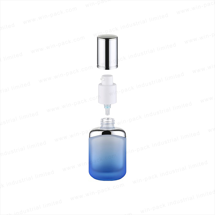 Winpack high graident blue quanity perfume bottle 30ml 50mL 100ml 120ml Pearl white pump glass bottle for lotion and cosmetic