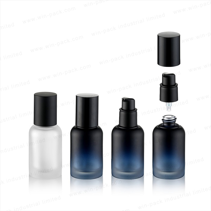 Winpack high quanity 30ml empty glass lotion bottle with pump screw cap for cosmetic skincare packaging