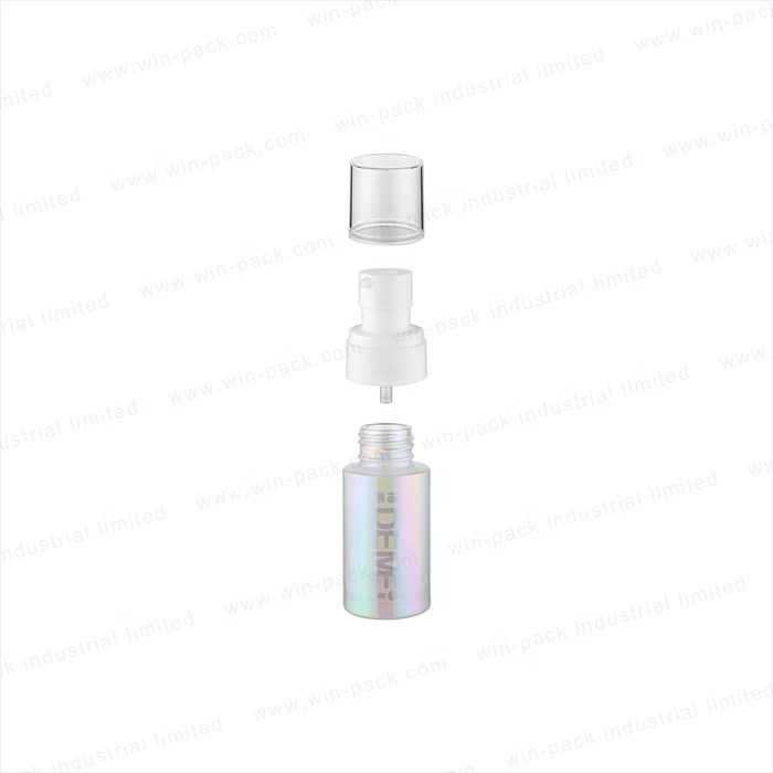 Winpack lotion bottle manufacturers UV coating round lotion bottle with shiny white pump and clear cap for hot sale