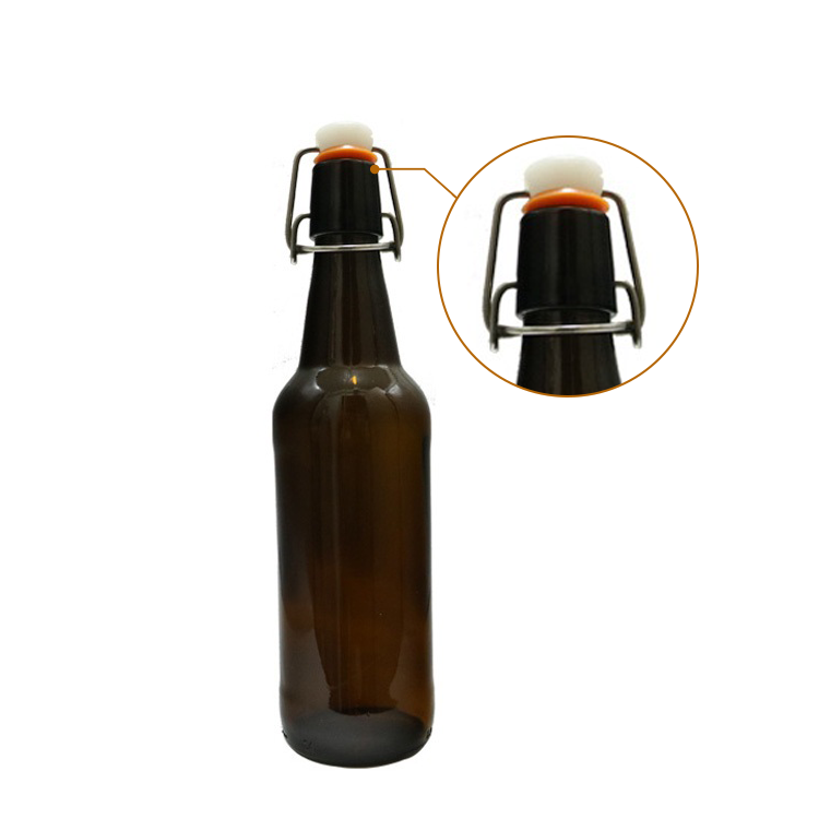 Wire Hood Swing cap,wire bottle cap,Amber Beer 500ml Glass Bottle